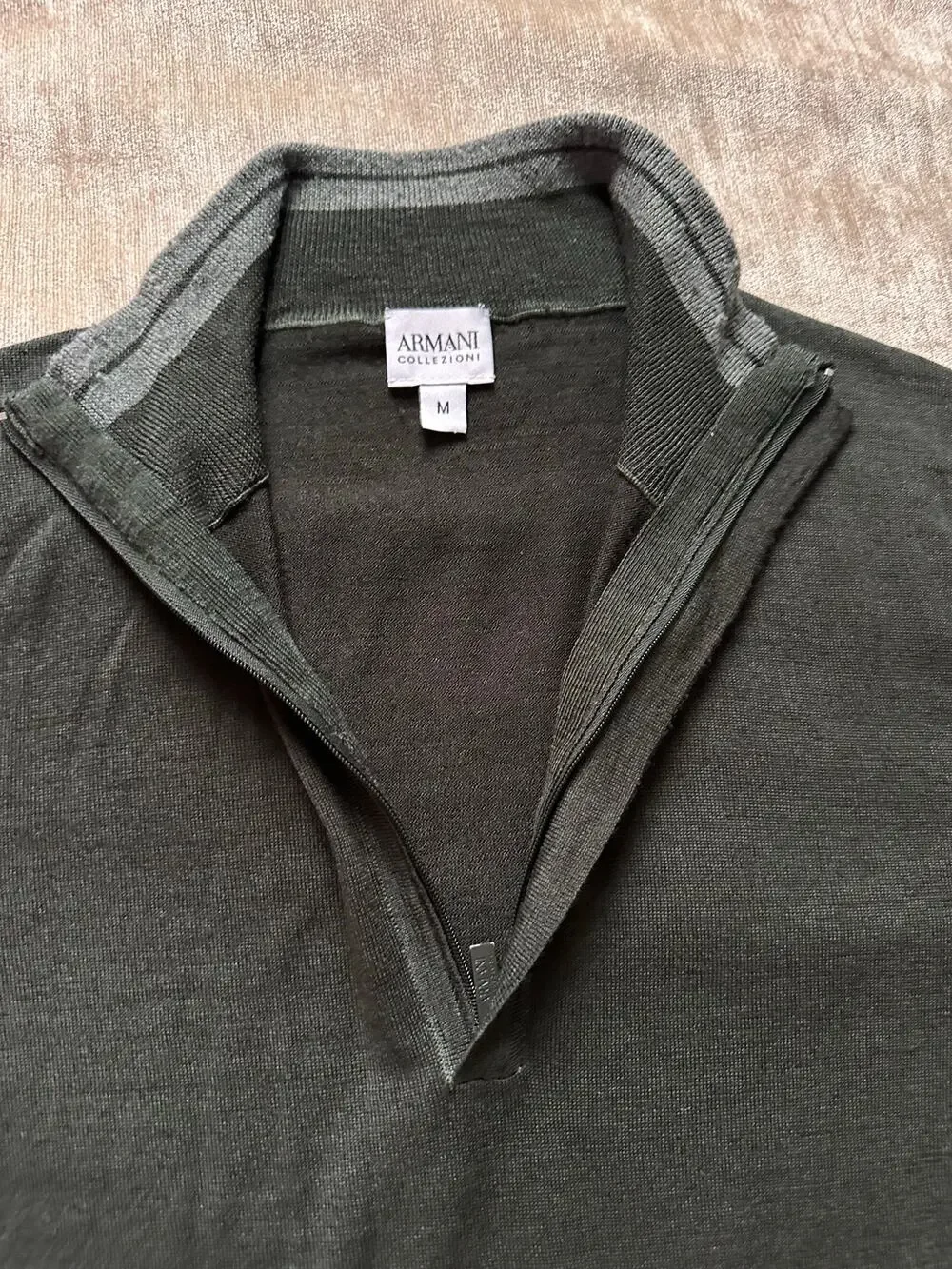 Armani Collezioni Sweater Mens Small S dark green Pullover Knit Lightweight wool